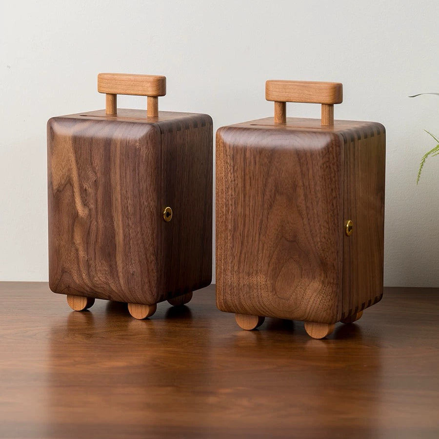 Nest egg wooden coin bank made from natural walnut wood