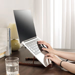 NoteLift wooden laptop stand made from natural walnut wood