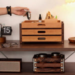Open stack wooden organizer made from natural solid wood