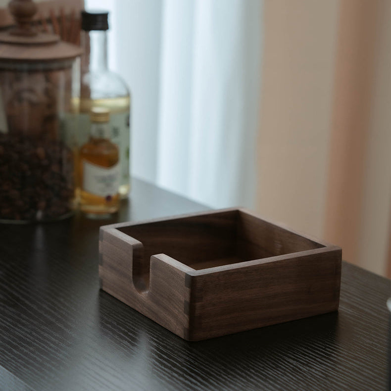 Open top wooden tissue box made from natural black walnut