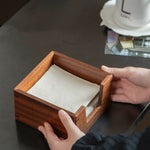 Open top wooden tissue box made from natural black walnut wood
