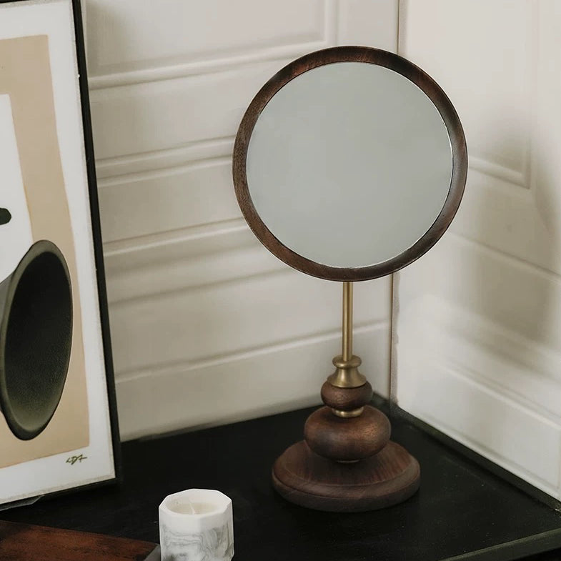 Orbit Solid Walnut Tabletop Mirror