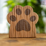 Paw shaped wooden coasters for coffee table and dining use