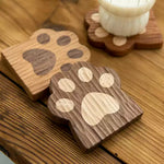 Pawprint Handcrafted Solid Wood Coaster Set
