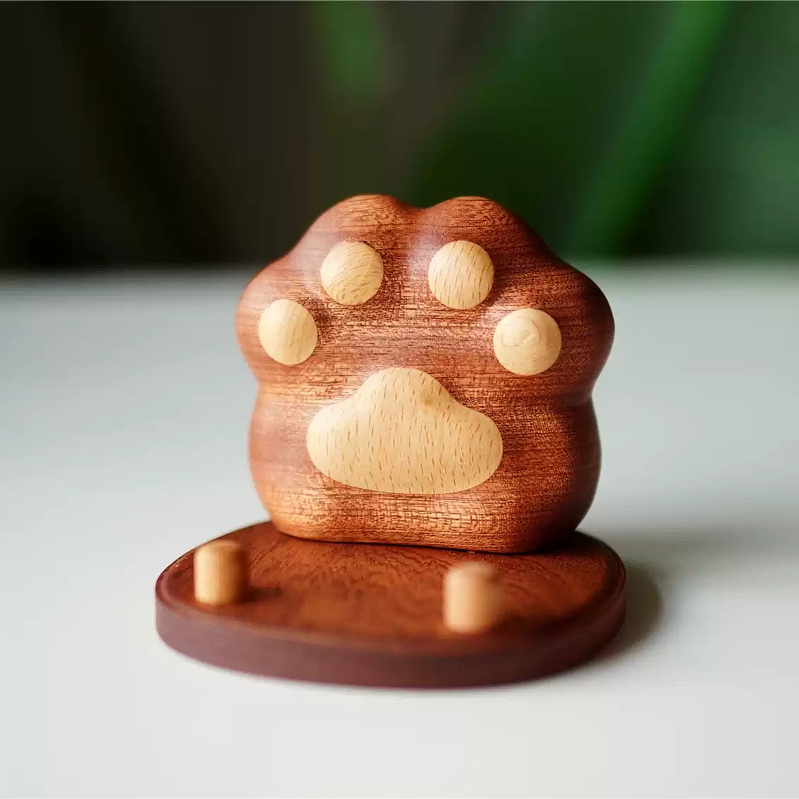 Pawprint Solid Wood Phone Stand