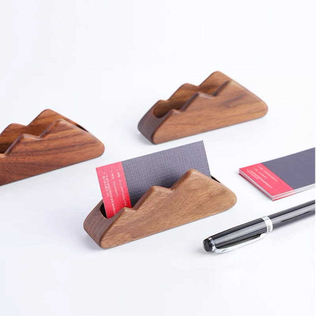 Peaks Solid Wood Business Card Stand