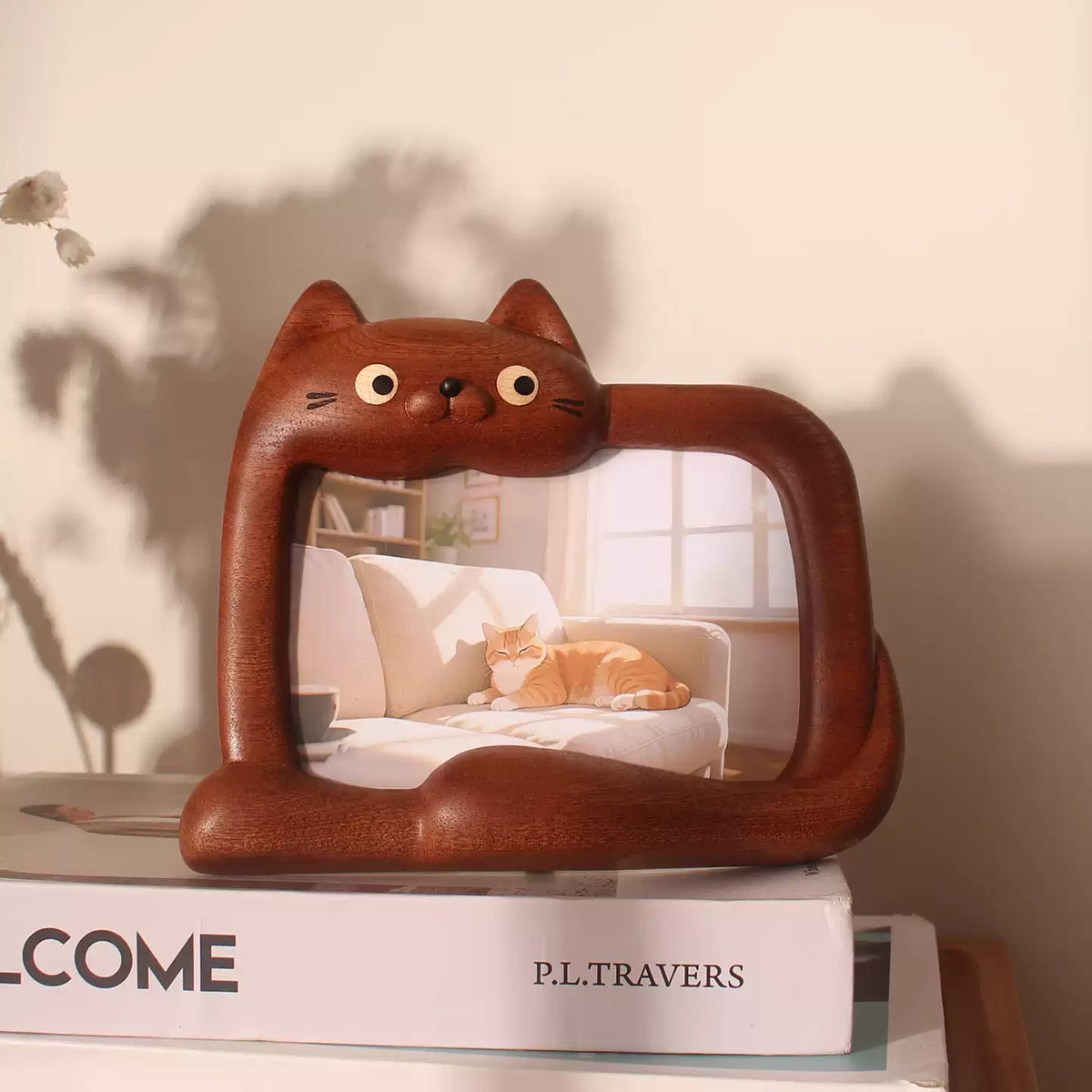 Peekaboo Solid Wood Cat Photo Frame