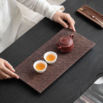 Pinstripe wooden tea tray made from natural walnut wood