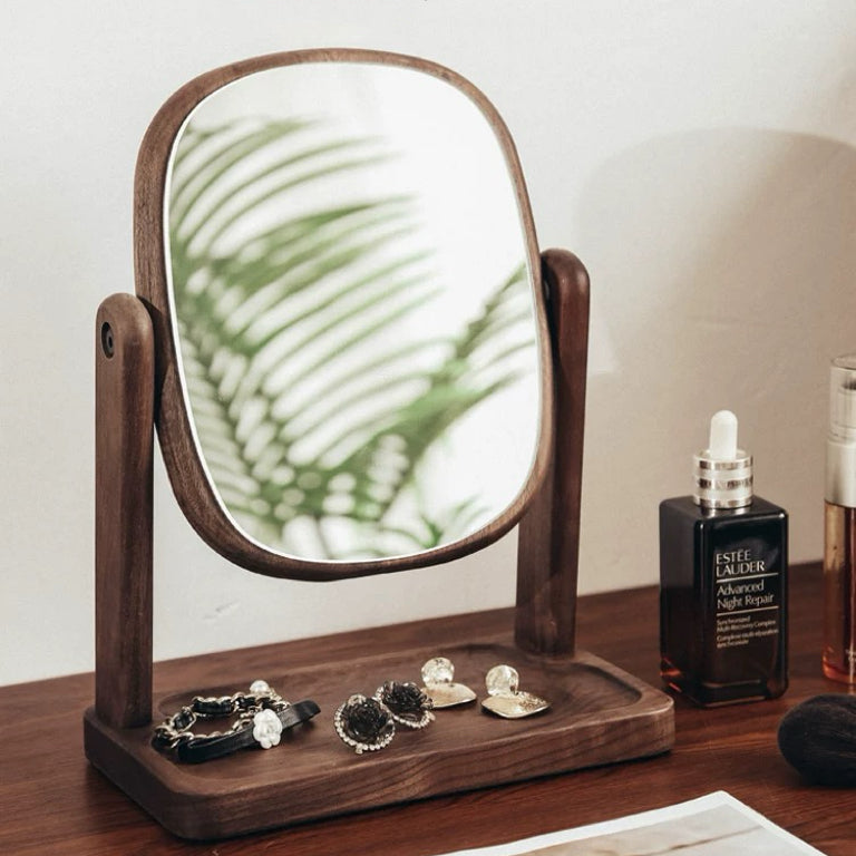 Pivot Solid Walnut Tabletop Mirror
