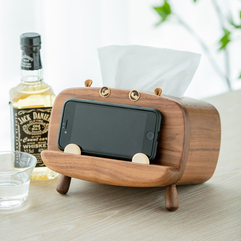 Plump Hippo Solid Walnut Tissue Box