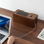Power house wooden cable management box made from walnut wood