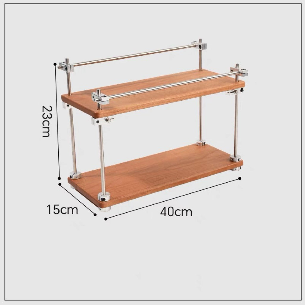 Premium solid walnut storage rack with natural texture