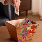 Premium solid wood basket with unique painted design
