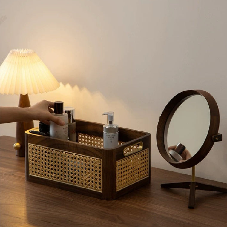 Premium walnut LED mirror with natural texture and modern style