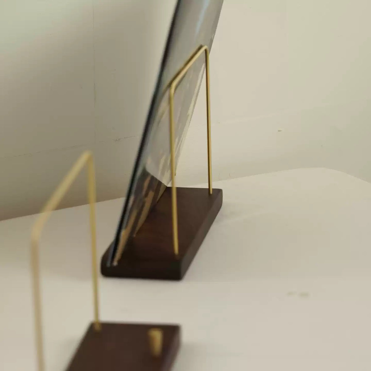 Premium walnut album display holder with elegant texture