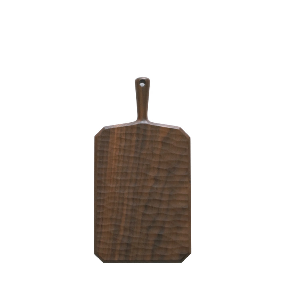 Premium walnut cutting board with elegant sculpted design