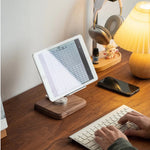Premium walnut desktop stand with flexible angle adjustment