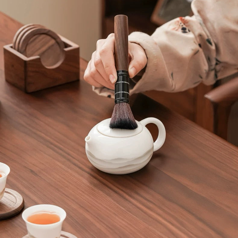Premium walnut tea ceremony set with elegant natural texture