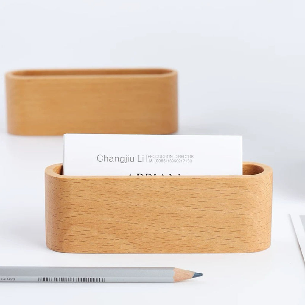 Premium wooden card stand for organized desk setup