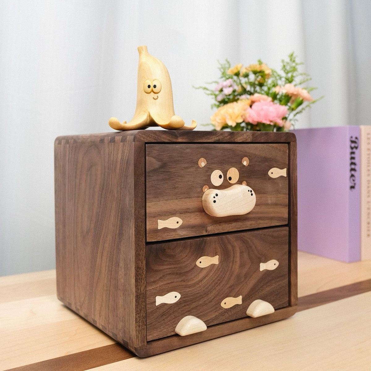 Premium wooden monitor shelf with functional storage design