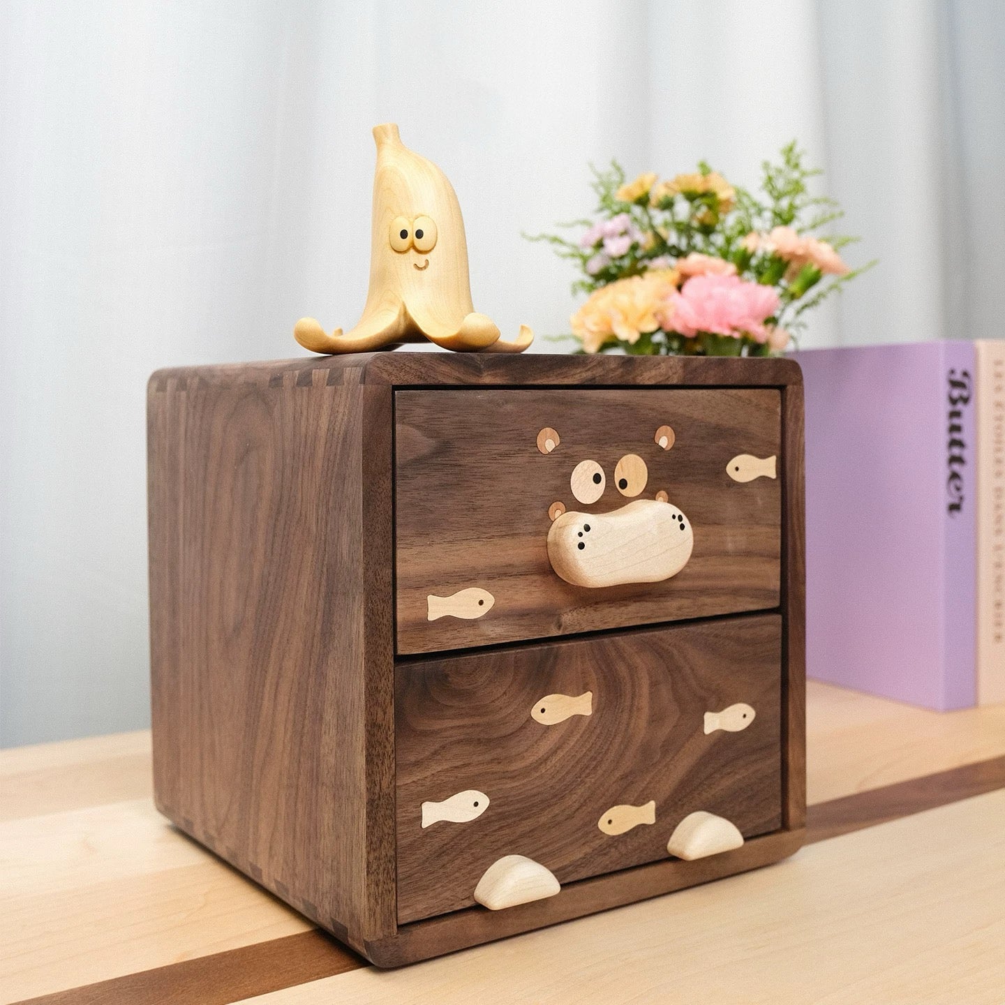 Premium wooden monitor shelf with functional storage design