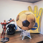 Premium wooden soccer ornament with natural texture