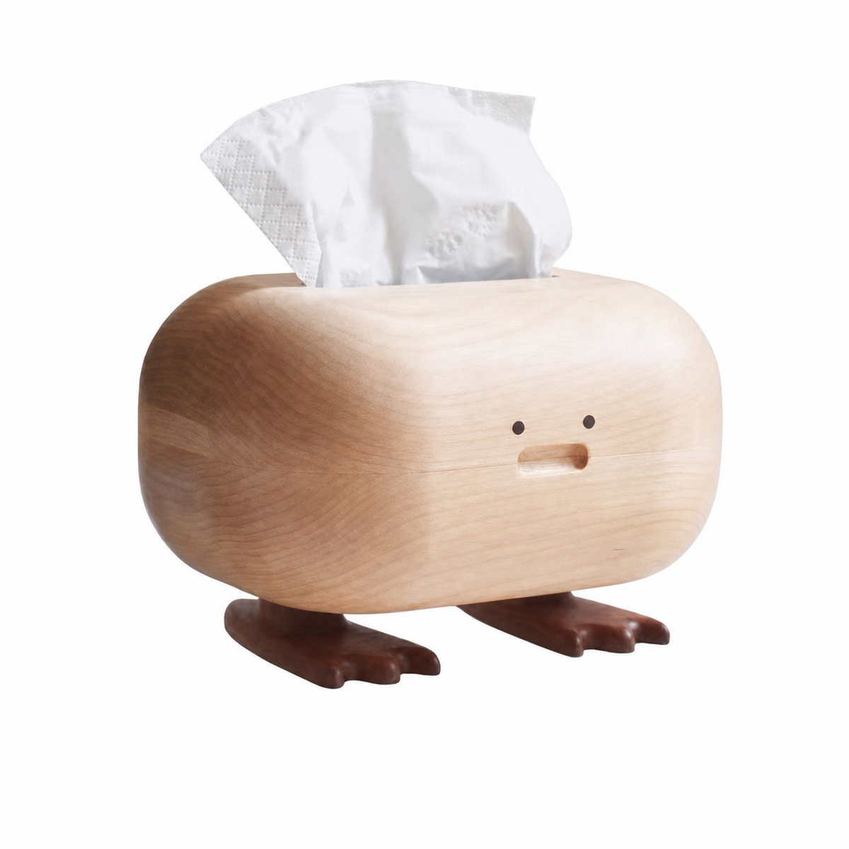 Quack wooden tissue box made from natural solid wood
