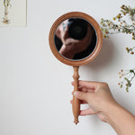 Retro Style Solid Walnut Handheld Mirror -Glowing