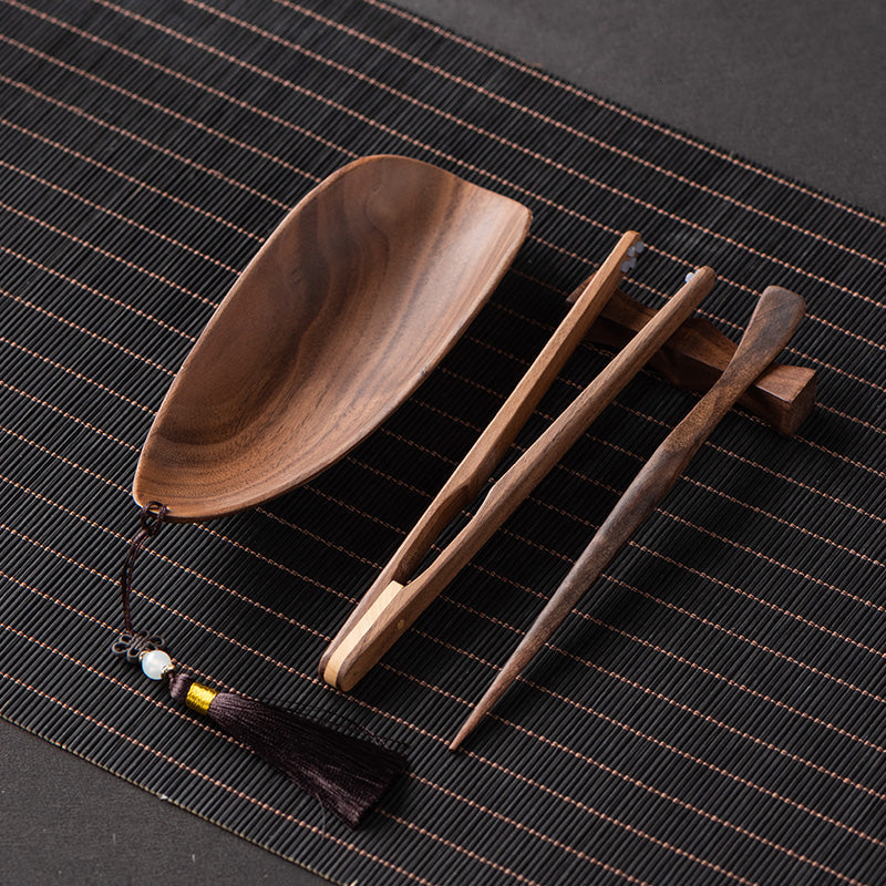 Ritual Solid Walnut Tea Ceremony Set (Set of 4)