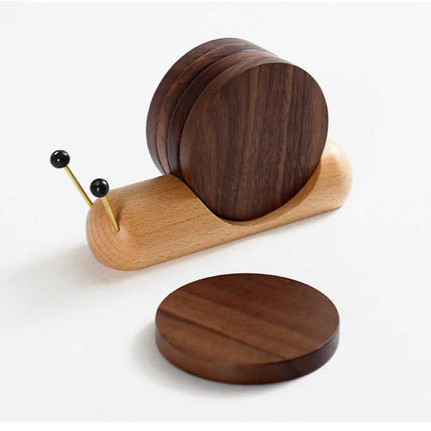Shell shaped solid wood coasters for home decor