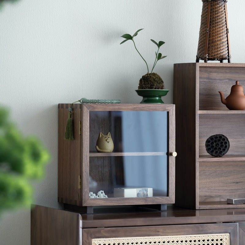 Showcase Solid Walnut Storage Cabinet with Glass Door