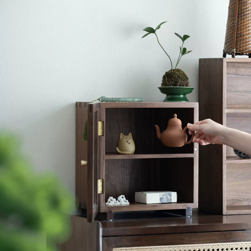 Showcase wooden cabinet made from natural walnut wood