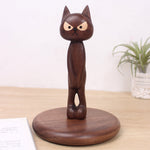 Shy Kitty Solid Walnut Standing Tissue Holder