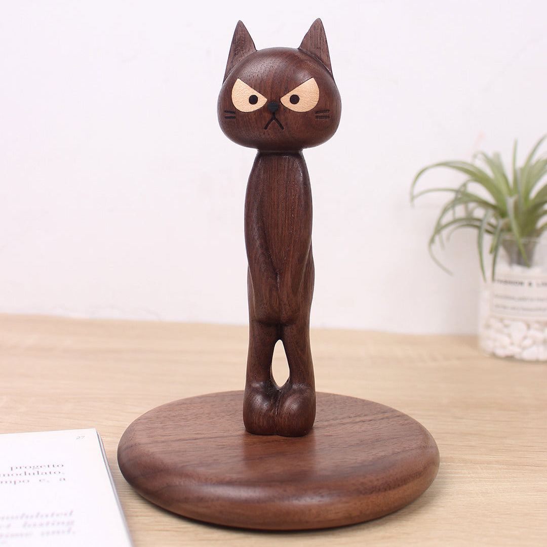 Shy Kitty Solid Walnut Standing Tissue Holder