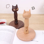 Shy kitty wooden tissue holder made from natural walnut wood