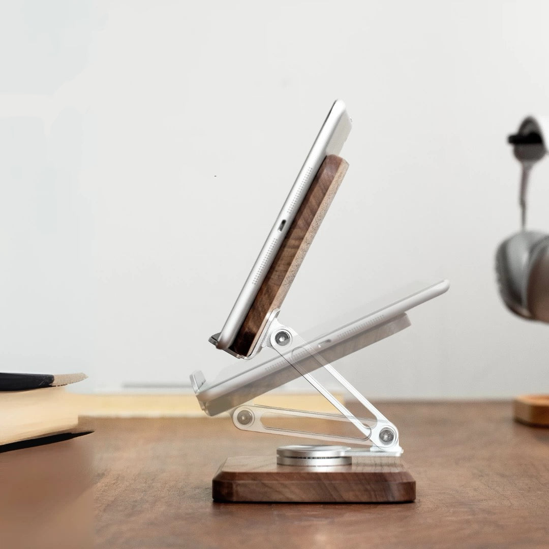 Sidekick wooden phone stand made from natural walnut wood