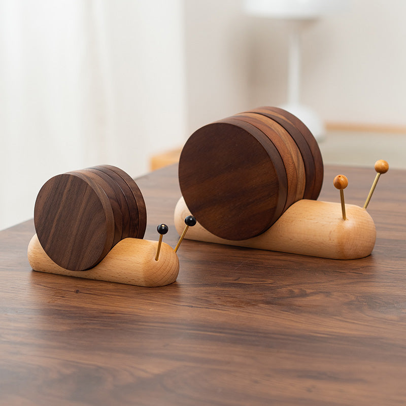 Slow Shell Solid Wood Coaster Set
