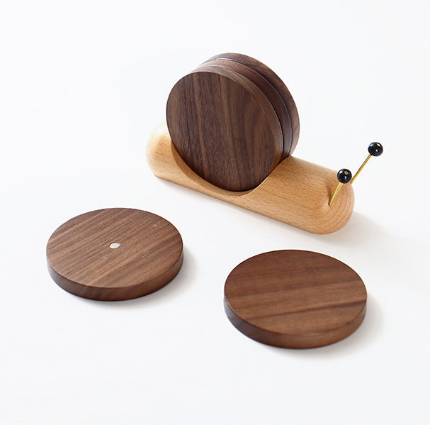 Wooden drink coaster set with elegant natural texture