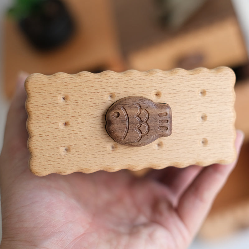 Solid Wood Two-Layer Jewelry & Trinket Box - Biscuit