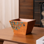 Solid rosewood organizer basket for home storage and decor