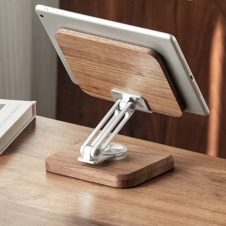 Solid walnut 360° adjustable phone and tablet stand