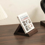 Solid walnut CD album display stand with minimalist design