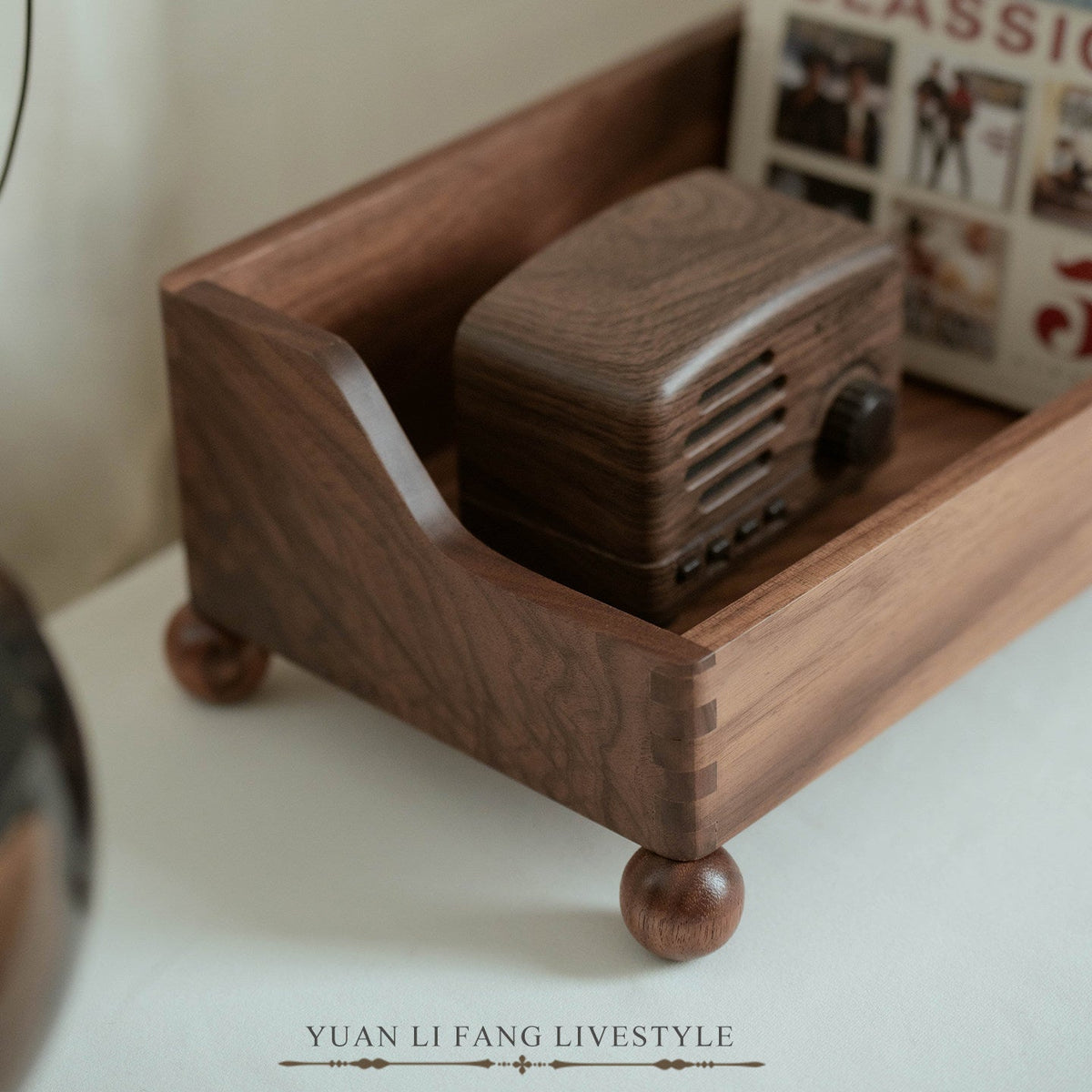 Solid walnut LP display stand for music collections