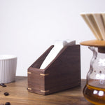 Solid walnut V60 filter paper storage box for coffee setup