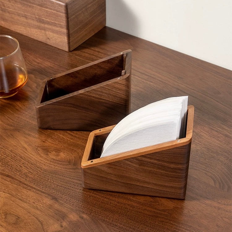 Solid walnut V60 pour-over coffee filter holder with minimalist design