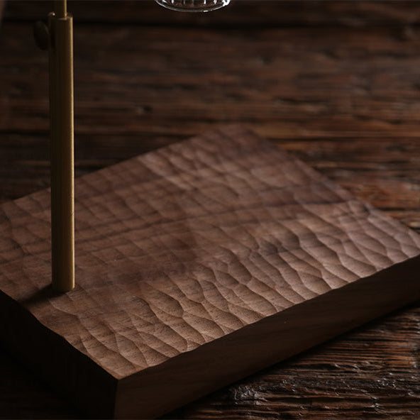Solid walnut V60 pour-over coffee stand for manual brewing