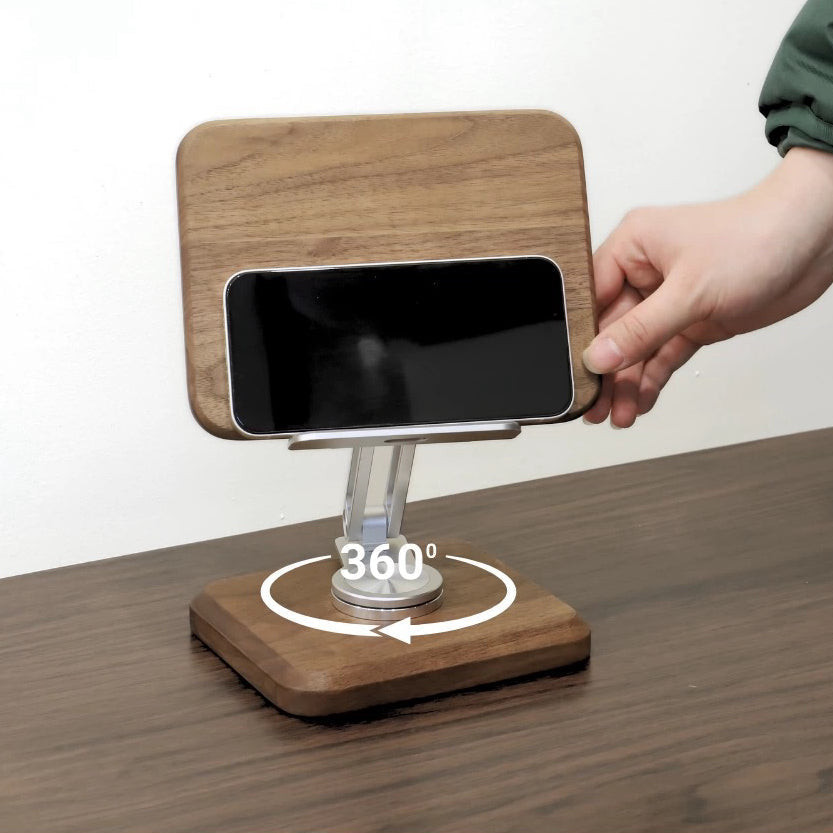 Solid walnut adjustable tablet holder for desk and office use