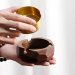 Solid walnut ashtray with windproof cover for outdoor use