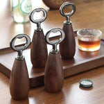 Solid walnut bottle opener with chunky design