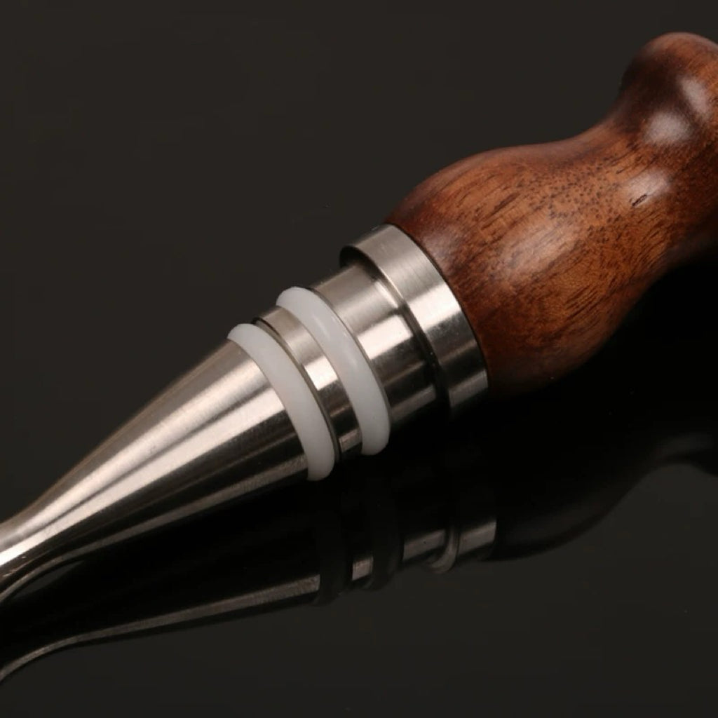 Solid walnut bottle stopper for wine and beverage storage